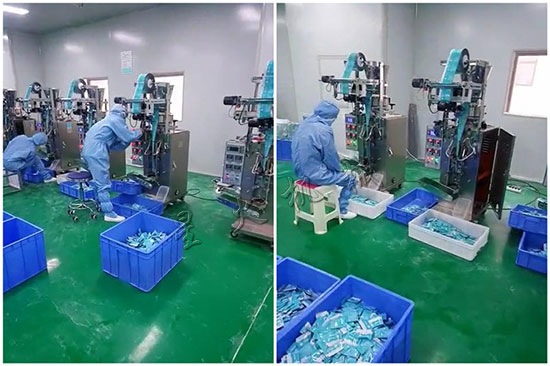 可孚醫(yī)療設備車間-散粉粉劑包裝機-小袋醫(yī)藥粉劑自動包裝機應用現(xiàn)場